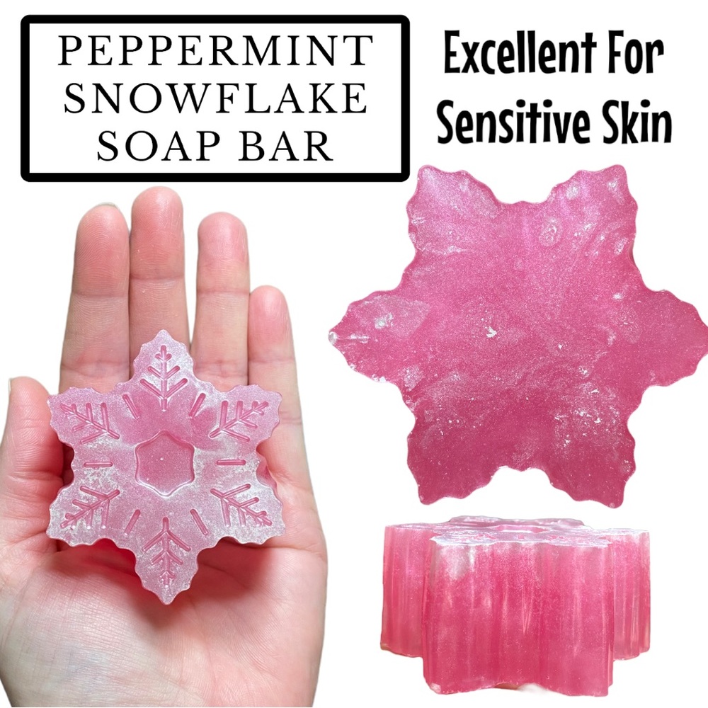 1 Bar, Peppermint Snowflake Soap, Handmade, Great Gift Idea! ( PRICE IS FIRM )